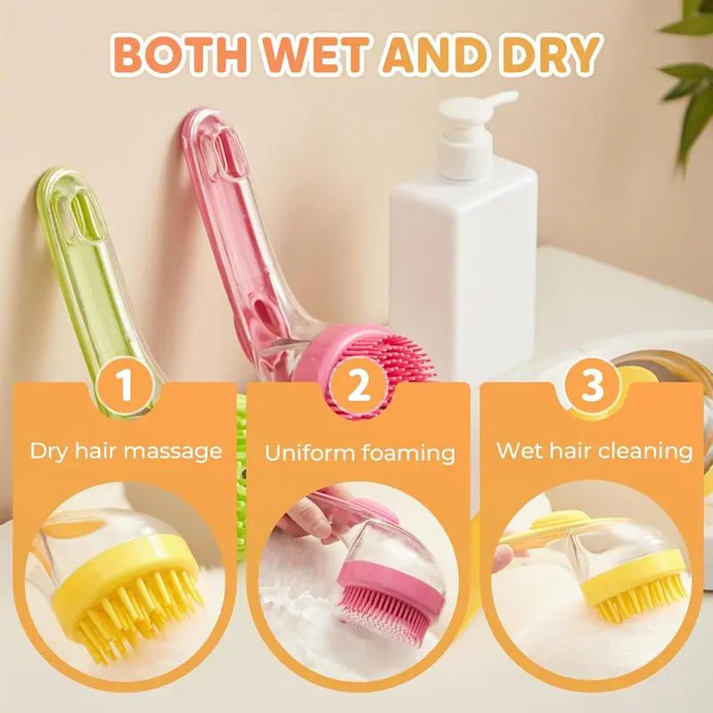 Pet Bath Brush + Built-in Shampoo Dispenser