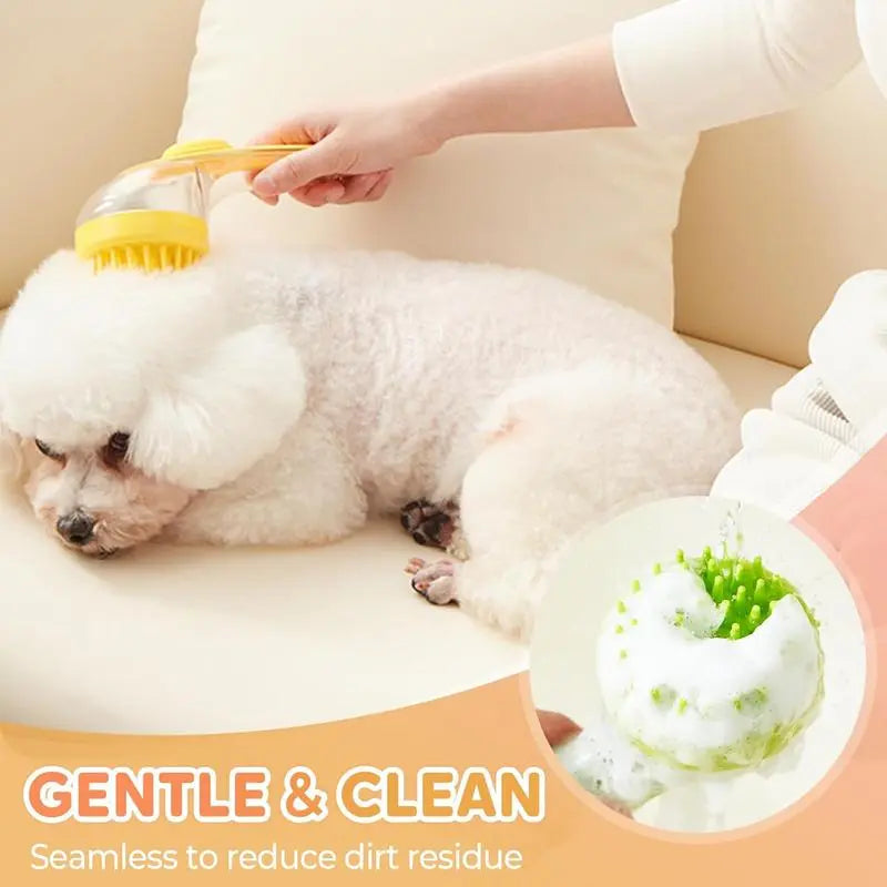 Pet Bath Brush + Built-in Shampoo Dispenser