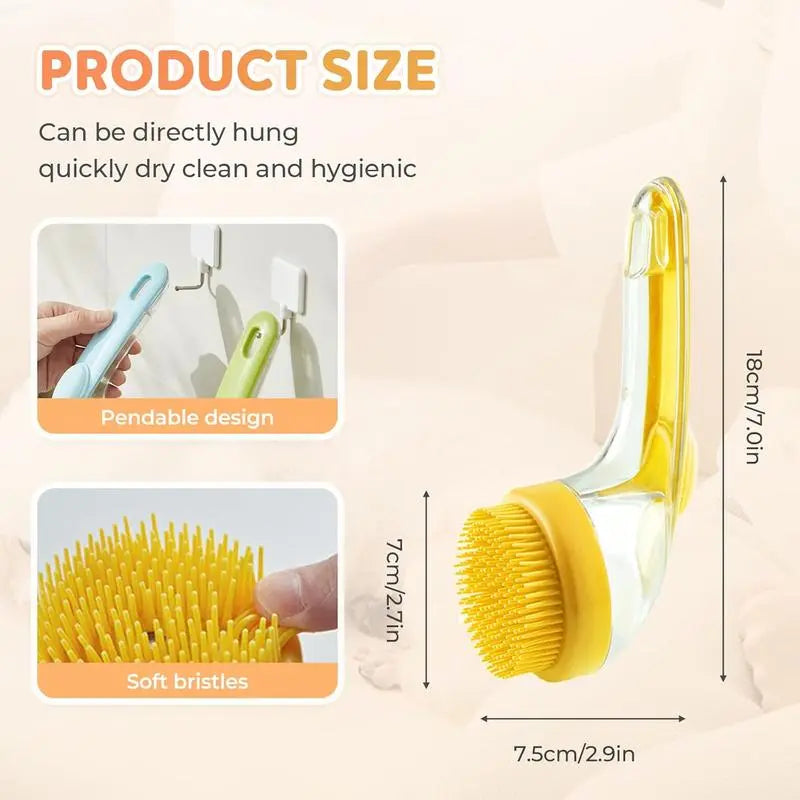 Pet Bath Brush + Built-in Shampoo Dispenser